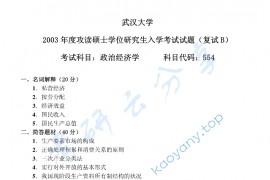 2003年武汉大学政治经济学复试B考研真题