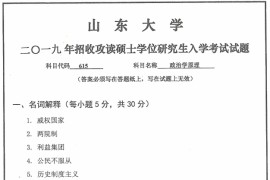 2019年山东大学615政治学原理考研真题.pdf