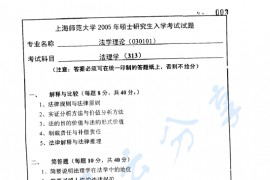 2005年上海师范大学313 法理学考研真题