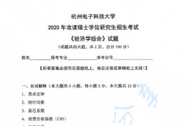 2020年杭州电子科技大学经济学综合考研真题