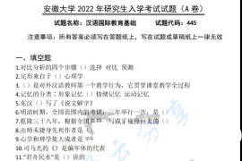 2022年安徽大学445汉语国际教育基础考研真题