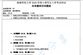2020年湖南师范大学951语文教学论考研真题