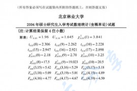 2004年北京林业大学数理统计（含概率论）考研真题