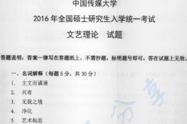 2016年中国传媒大学704文艺理论考研真题