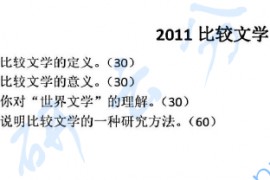 2011年天津师范大学693比较文学考研真题