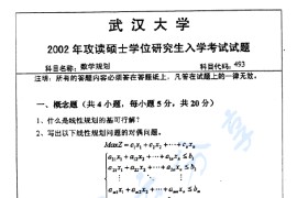 2002年武汉大学493数学规划考研真题