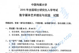 2015年中国传媒大学843数字媒体艺术理论与实践考研真题