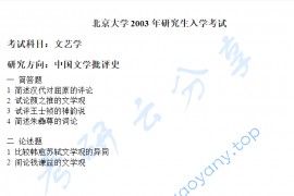 2003年北京大学文艺学专业考研真题