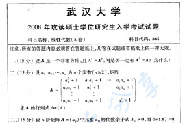 2008年武汉大学868线性代数考研真题