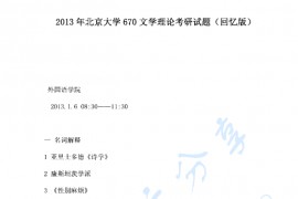 2013年北京大学670文学理论考研真题