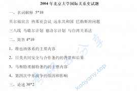 2004年北京大学国际关系史考研真题