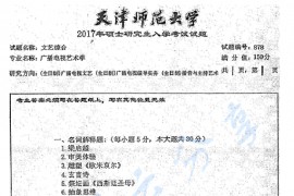 2017年天津师范大学878文艺综合考研真题