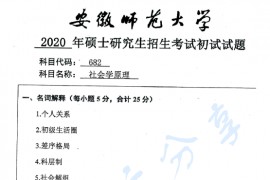 2020年安徽师范大学682社会学原理考研真题.pdf