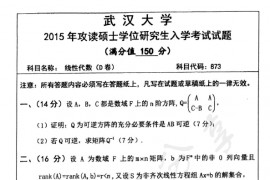 2015年武汉大学873线性代数考研真题
