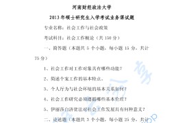 2013年河南财经政法大学804社会工作概论考研真题