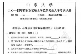 2014年山东大学445汉语国际教育基础考研真题