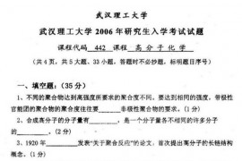 2006年武汉理工大学442高分子化学考研真题