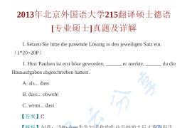 2013年北京外国语大学215翻译硕士德语考研真题及答案