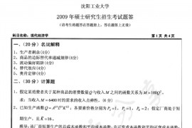 2009年沈阳工业大学814现代经济学考研真题