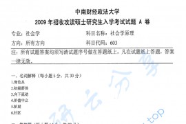2009年中南财经政法大学603社会学原理考研真题