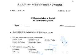 2001年武汉大学110德语考研真题