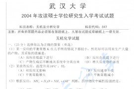 2004年武汉大学847无机及分析化学考研真题