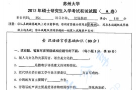 2013年苏州大学343汉语基础考研真题