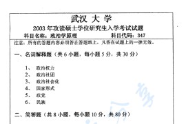 2003年武汉大学347<strong>政治学原理</strong>考研真题