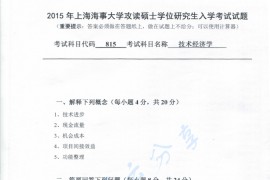 2015年上海海事大学815技术经济学考研真题