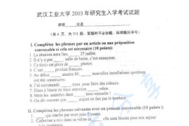 2003年武汉理工大学法语考研真题