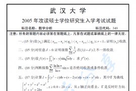 2005年武汉大学349数学分析考研真题及答案