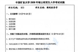 2009年中国矿业大学（徐州）833微观经济学考研真题