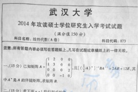 2014年武汉大学873线性代数考研真题及答案