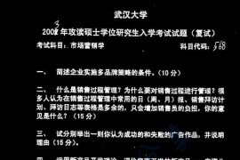 2003年武汉大学市场营销学考研复试真题