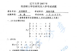 2007年辽宁大学线性代数考研真题