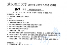 2009年武汉理工大学809经济法综合（含宪法、法理、民法、知识产权法）考研真题