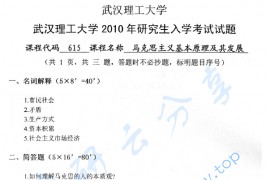 2010年武汉理工大学615马克思主义基本原理及其发展考研真题