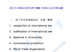 1996年武汉大学国际公法考研真题