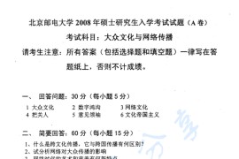 2008年北京邮电大学824大众文化与网络传播考研真题
