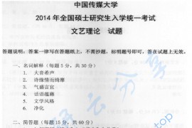 2014年中国传媒大学704文艺理论考研真题