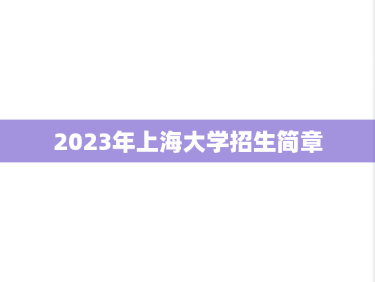 2023年上海大学招生简章