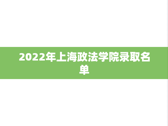 2022年上海政法学院录取名单