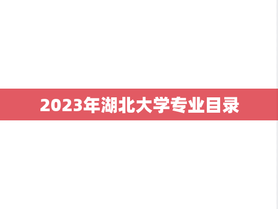 2023年湖北大学专业目录