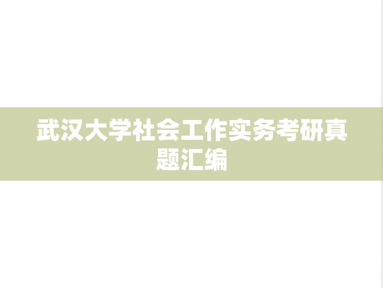 武汉大学社会工作实务考研真题汇编