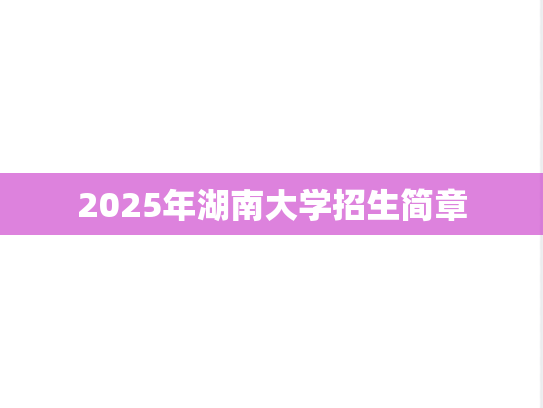 2025年湖南大学招生简章