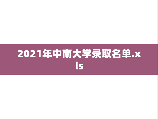2021年中南大学录取名单.xls