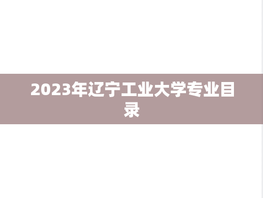 2023年辽宁工业大学专业目录,2023年辽宁工业大学专业目录,辽宁工业大学,第1张