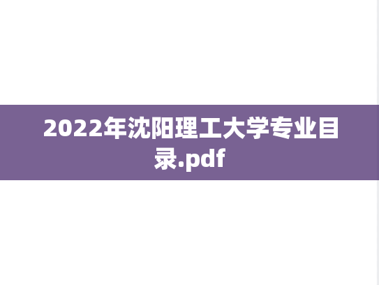 2022年沈阳理工大学专业目录.pdf