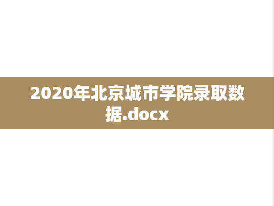 2020年北京城市学院录取数据.docx