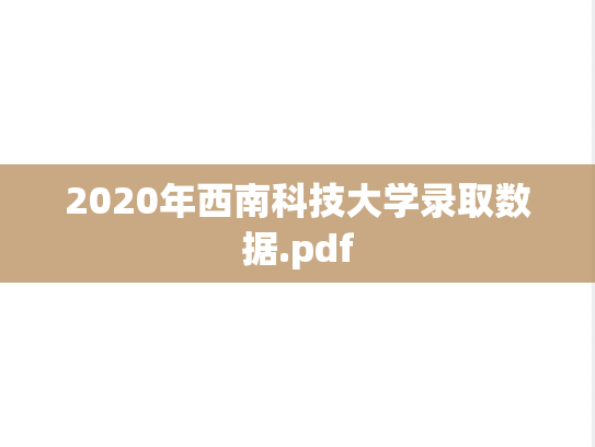 2020年西南科技大学录取数据.pdf